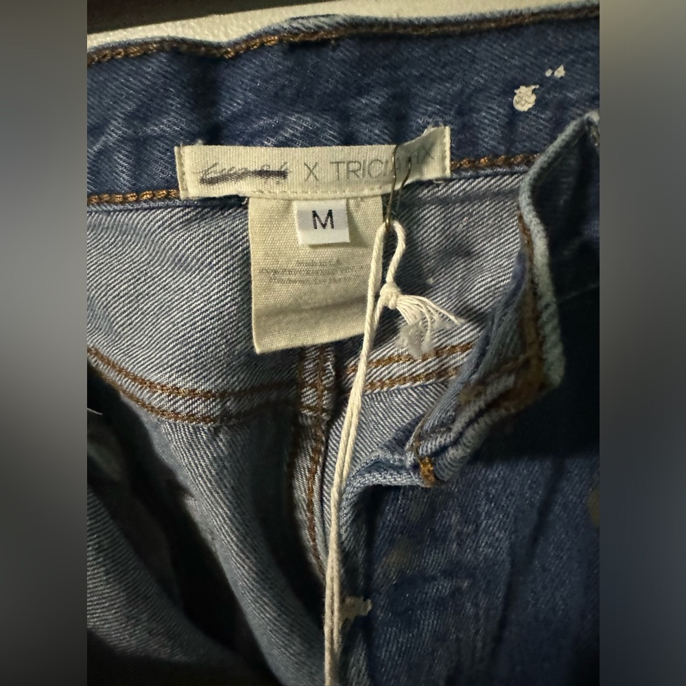 Tricia Fix Light Blue Denim Jeans with Brown Patch Panels - Picture 7 of 8
